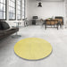 Round Patterned Golden Brown Yellow Rug in a Office, pat1650yw