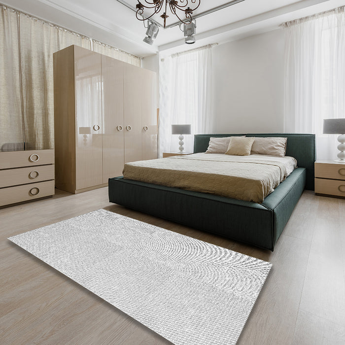 Patterned Dark Gray Novelty Rug in a Bedroom, pat1650