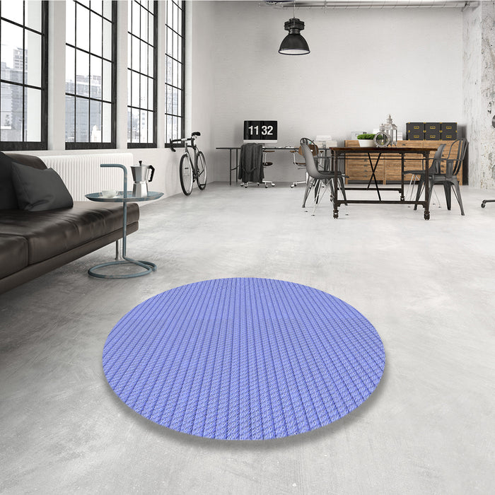 Round Patterned Denim Blue Rug in a Office, pat1651blu