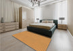 Patterned Neon Orange Rug in a Bedroom, pat1651org