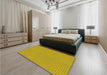 Patterned Dark Golden Brown Rug in a Bedroom, pat1651yw