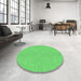 Round Patterned Neon Green Rug in a Office, pat1652grn