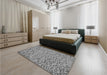 Patterned Cloud Gray Rug in a Bedroom, pat1653gry