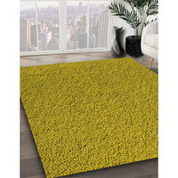 Patterned Dark Yellow Green Rug, pat1654yw