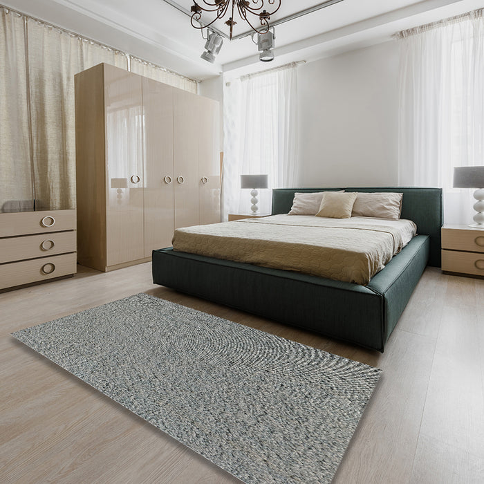 Patterned Gray Novelty Rug in a Bedroom, pat1654