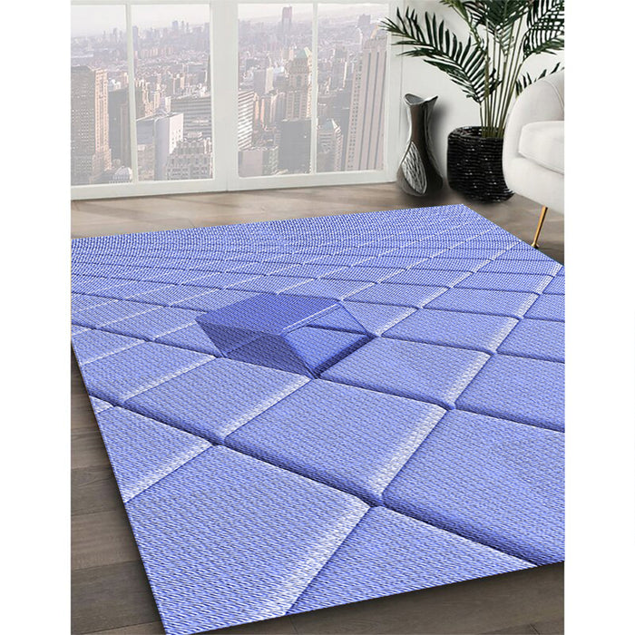 Machine Washable Transitional Light Slate Blue Rug in a Family Room, wshpat1655blu