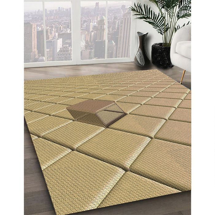 Machine Washable Transitional Yellow Orange Rug in a Family Room, wshpat1655brn