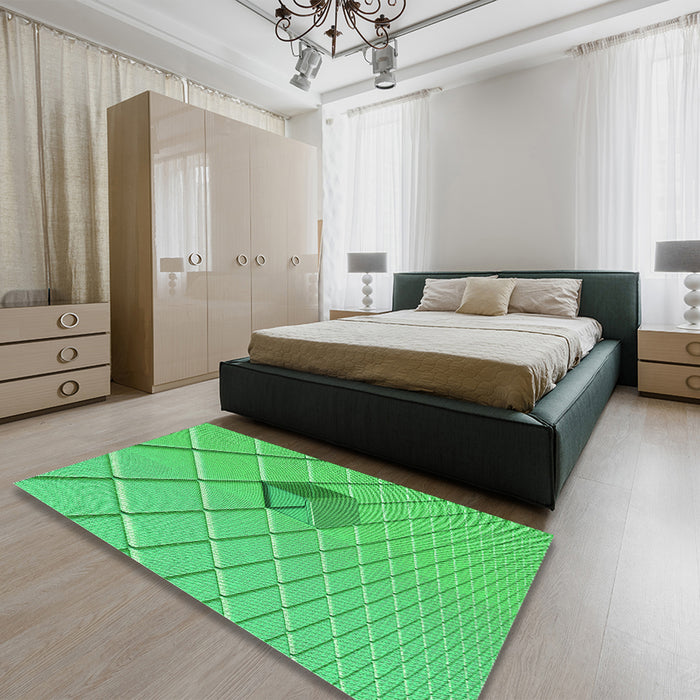 Round Machine Washable Transitional Neon Green Rug in a Office, wshpat1655grn
