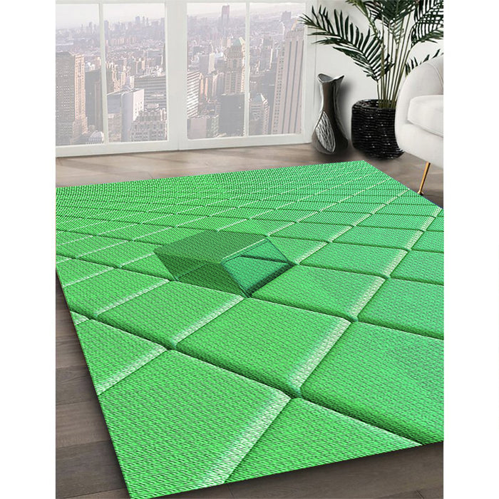 Machine Washable Transitional Neon Green Rug in a Family Room, wshpat1655grn