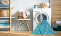 Machine Washable Transitional Bright Cyan Blue Rug in a Washing Machine, wshpat1655lblu