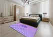 Round Machine Washable Transitional Bright Lilac Purple Rug in a Office, wshpat1655pur