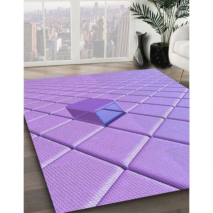 Machine Washable Transitional Bright Lilac Purple Rug in a Family Room, wshpat1655pur