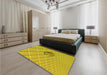 Round Machine Washable Transitional Yellow Rug in a Office, wshpat1655yw