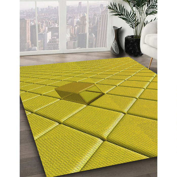 Machine Washable Transitional Yellow Rug in a Family Room, wshpat1655yw