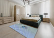 Patterned Steel Blue Abstract Machine Washable Rug in a Bedroom, wshpat1655