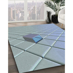 Patterned Steel Blue Abstract Machine Washable Rug in a Family Room, wshpat1655