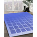 Machine Washable Transitional Sky Blue Rug in a Family Room, wshpat1656blu