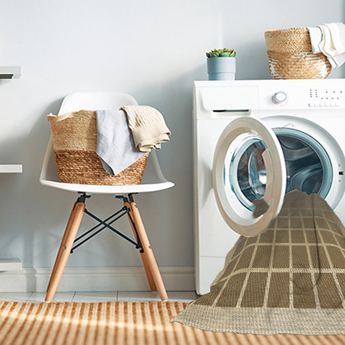 Machine Washable Transitional Brown Rug in a Washing Machine, wshpat1656brn