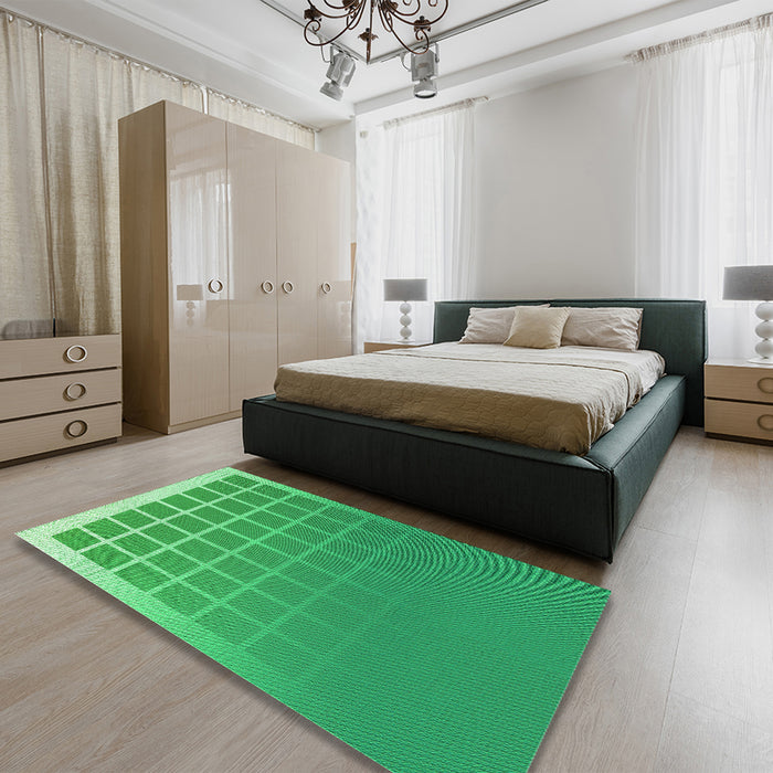 Round Machine Washable Transitional Neon Green Rug in a Office, wshpat1656grn