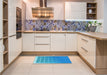 Machine Washable Transitional Neon Blue Rug in a Bedroom, wshpat1656lblu