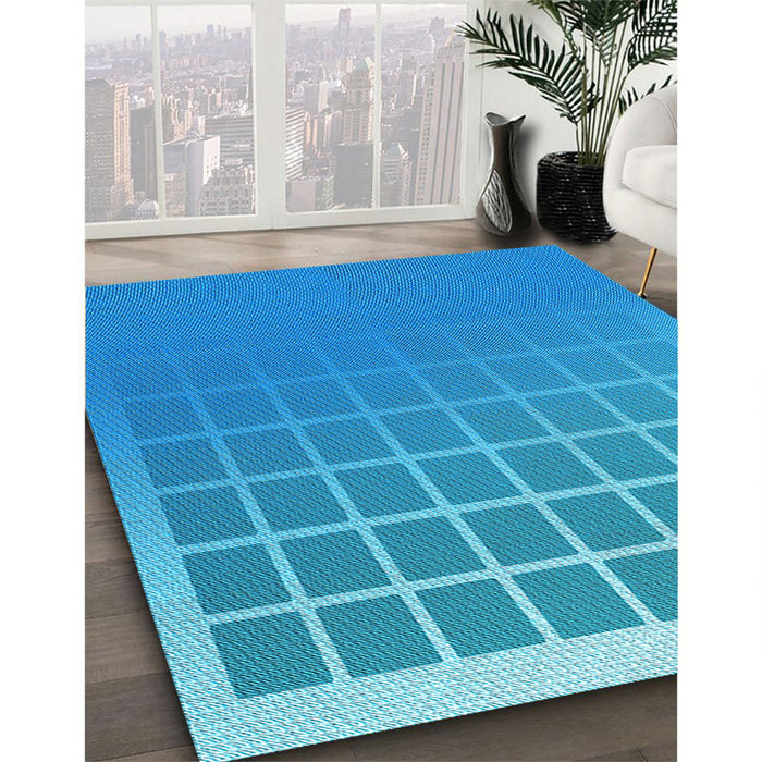 Machine Washable Transitional Neon Blue Rug in a Family Room, wshpat1656lblu