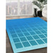 Machine Washable Transitional Neon Blue Rug in a Family Room, wshpat1656lblu