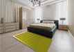 Round Machine Washable Transitional Dark Yellow Green Rug in a Office, wshpat1656yw
