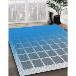 Patterned Blue Abstract Machine Washable Rug in a Family Room, wshpat1656