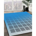 Patterned Blue Abstract Machine Washable Rug in a Family Room, wshpat1656