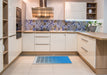 Patterned Blue Abstract Machine Washable Rug in a Kitchen, wshpat1656