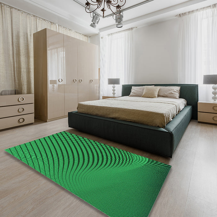 Round Machine Washable Transitional Green Rug in a Office, wshpat1657grn