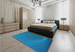 Round Machine Washable Transitional Blue Rug in a Office, wshpat1657lblu