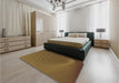 Round Machine Washable Transitional Dark Golden Brown Rug in a Office, wshpat1657org