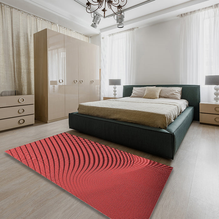 Round Machine Washable Transitional Red Rug in a Office, wshpat1657rd