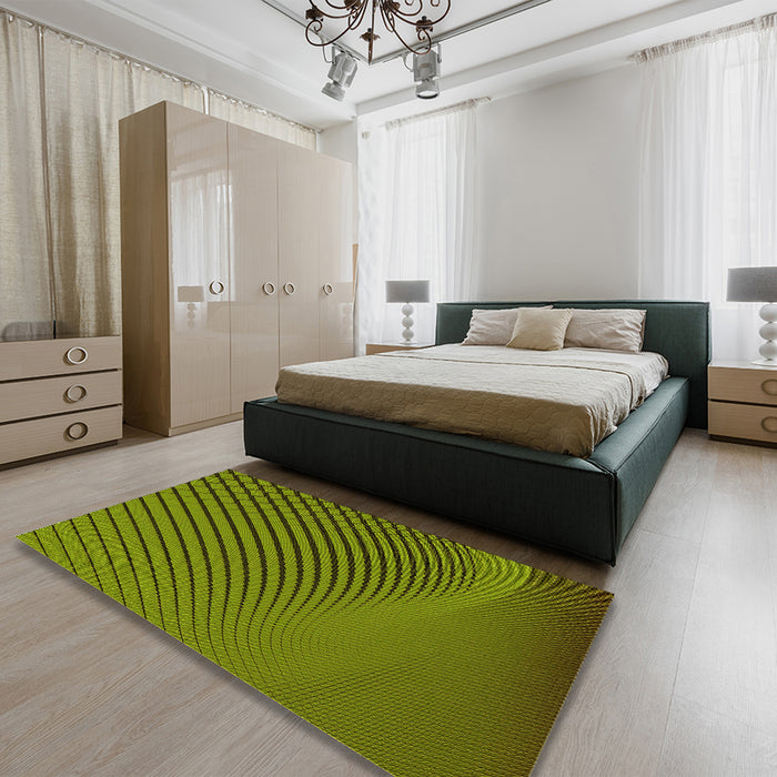 Round Machine Washable Transitional Pistachio Green Rug in a Office, wshpat1657yw