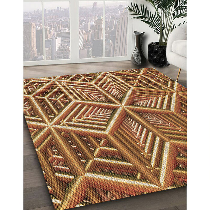 Machine Washable Transitional Tomato Red Rug in a Family Room, wshpat1658brn