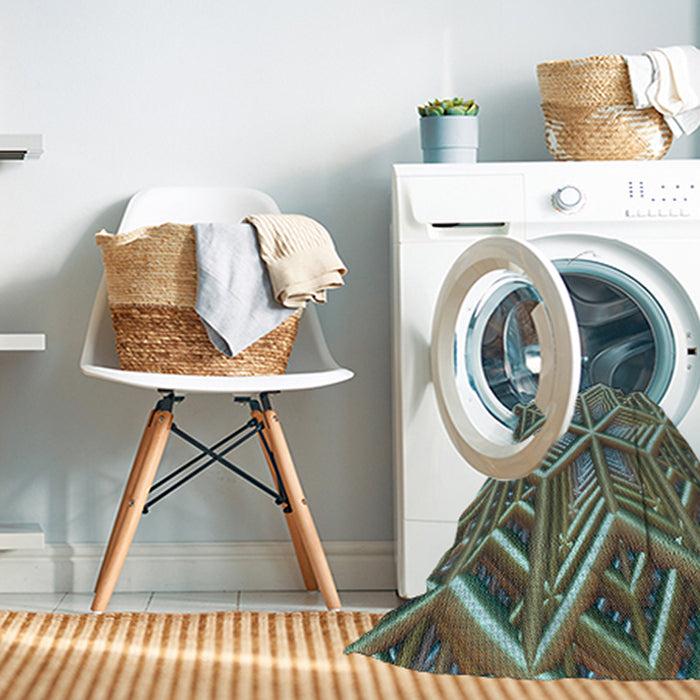 Machine Washable Transitional Dark Brown Rug in a Washing Machine, wshpat1658lblu