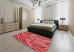 Round Machine Washable Transitional Red Rug in a Office, wshpat1658rd