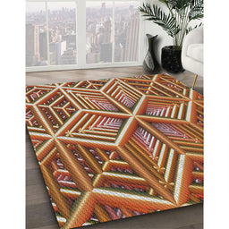 Patterned Sand Brown Abstract Machine Washable Rug in a Family Room, wshpat1658