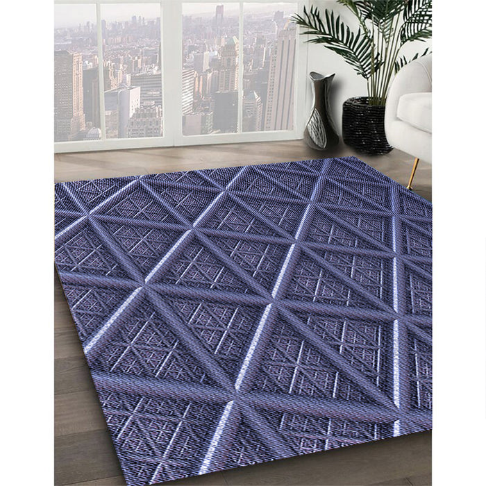 Patterned Periwinkle Purple Rug in Family Room, pat1659blu