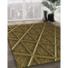 Patterned Dark Yellow Green Rug in Family Room, pat1659brn