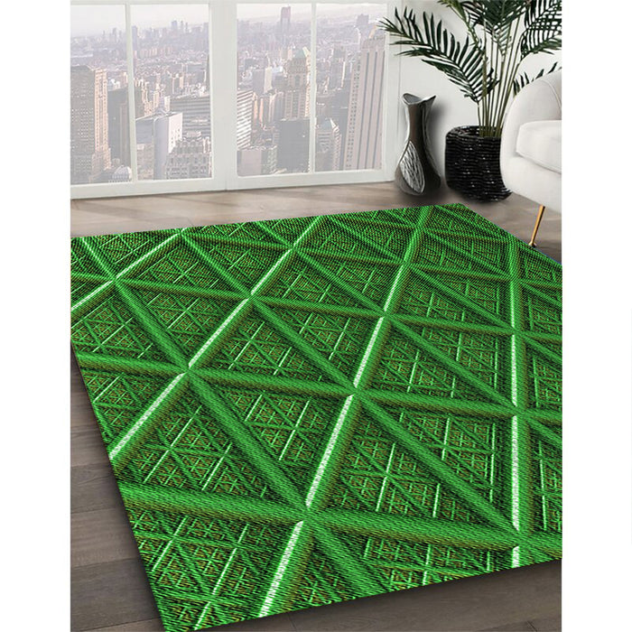 Patterned Deep Emerald Green Rug in Family Room, pat1659grn