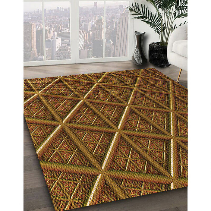 Patterned Sedona Brown Rug in Family Room, pat1659org