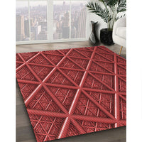 Patterned Tomato Red Rug, pat1659rd