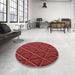 Round Patterned Tomato Red Rug in a Office, pat1659rd