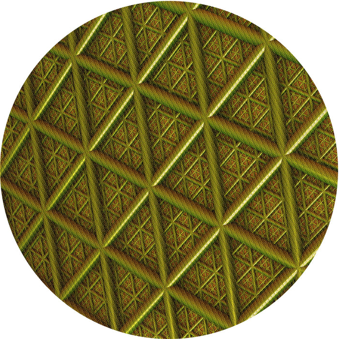 Square Patterned Dark Yellow Green Rug, pat1659yw