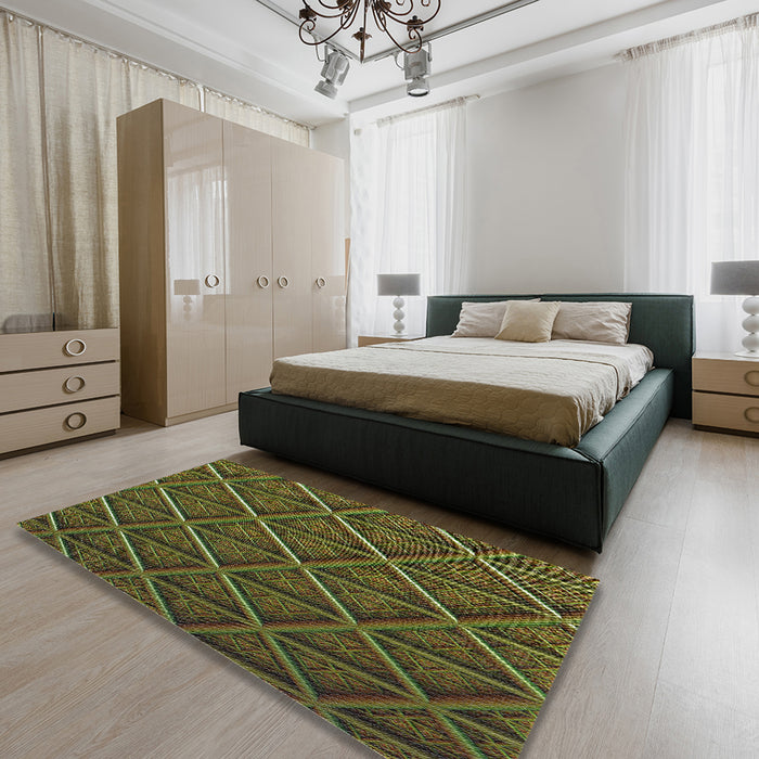Patterned Red Novelty Rug in a Bedroom, pat1659