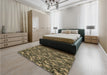 Patterned Milk Chocolate Brown Rug in a Bedroom, pat166brn