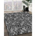 Patterned Dark Gray Black Rug in Family Room, pat166gry