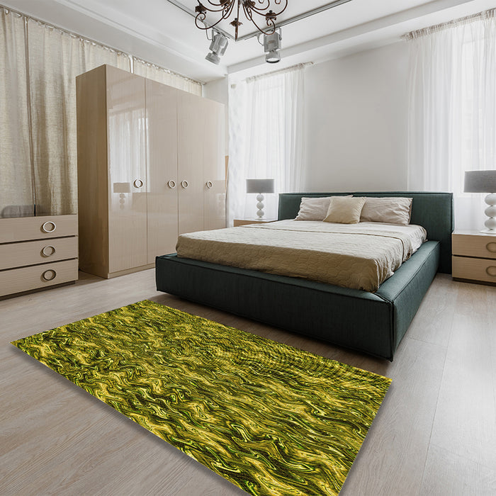 Patterned Milk Chocolate Brown Rug in a Bedroom, pat166yw